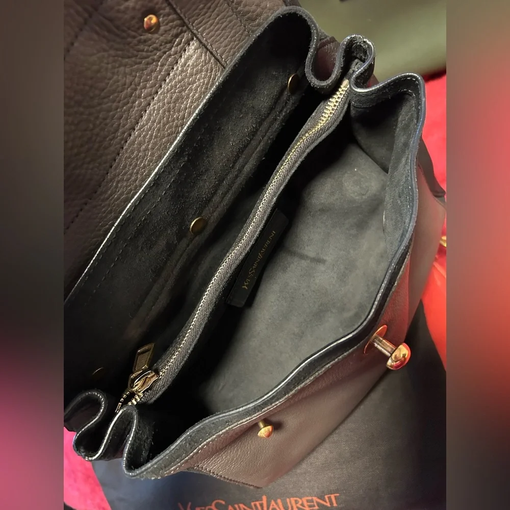 YSL Muse Leopard Print Flap Black Leather Handbag - Picture 9 of 9